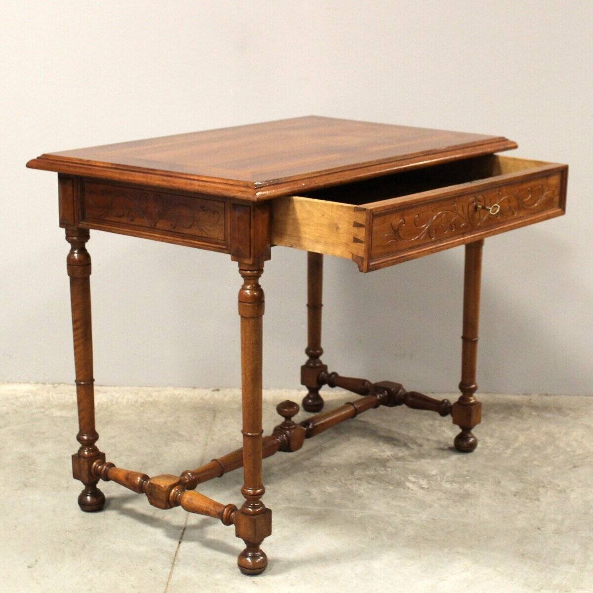 Antique Table Writing Desk In Walnut - 19th - JAA