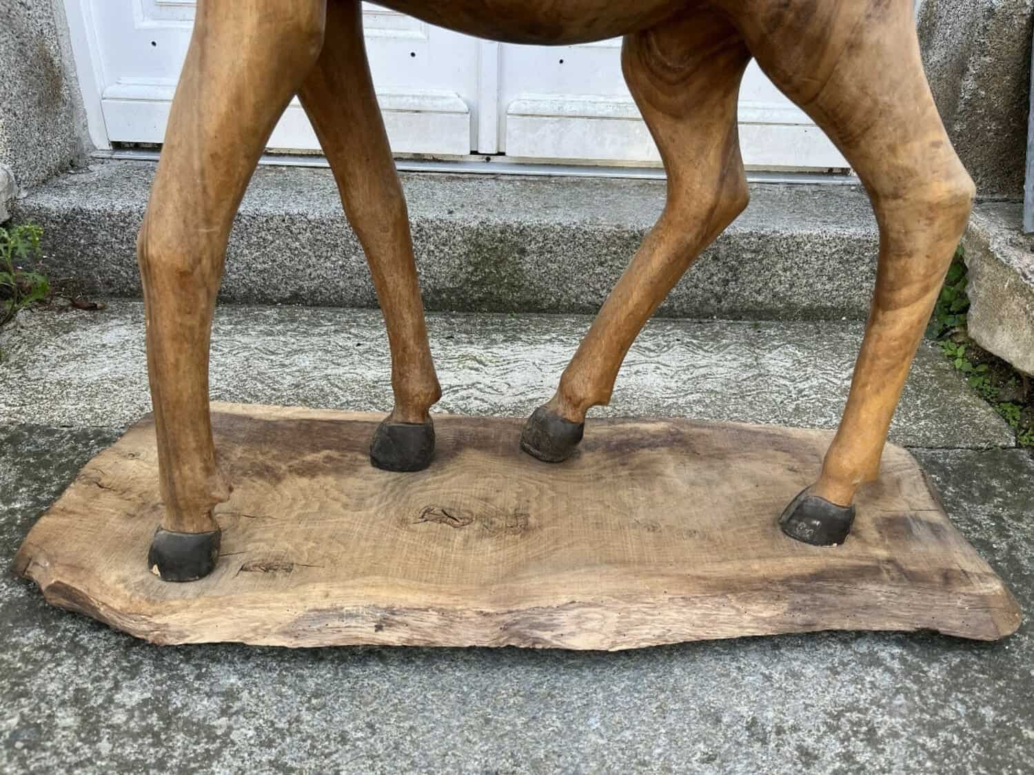 Life-size Walnut Carving Of A Deer From The 20th Century - JAA