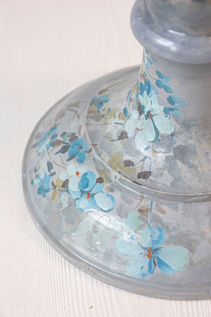 French 1870s Slender Majolica Vase with Floral Décor and High-Relief Cherubs - JAA