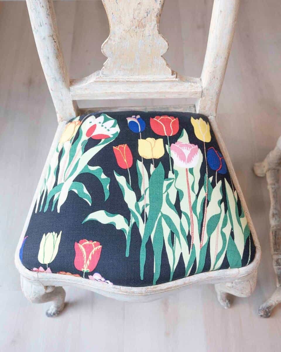 Pair of Swedish Rococo Period 18th Century Side Chairs with Carved Splats - JAA