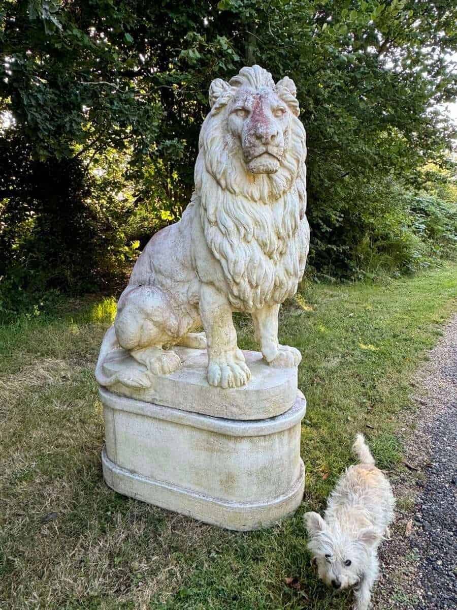 Pair of Monumental Lions on Pedestals - JAA