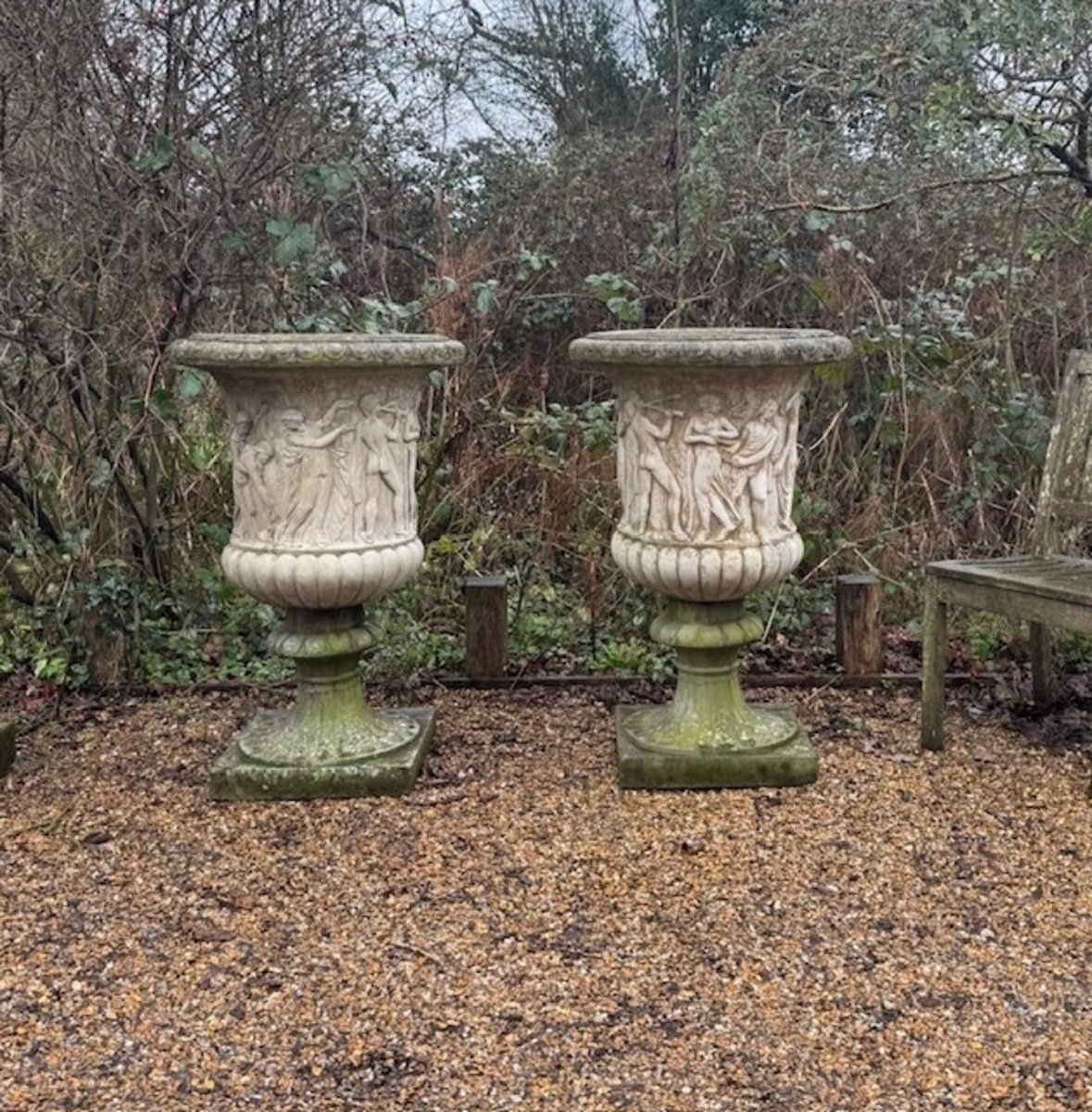 pair of large cast stone urns circa 1980s - JAA