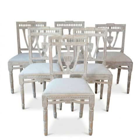 Swedish Early 19th Century Gustavian Dining Chairs, Set of six, c.1820 Priced Individually