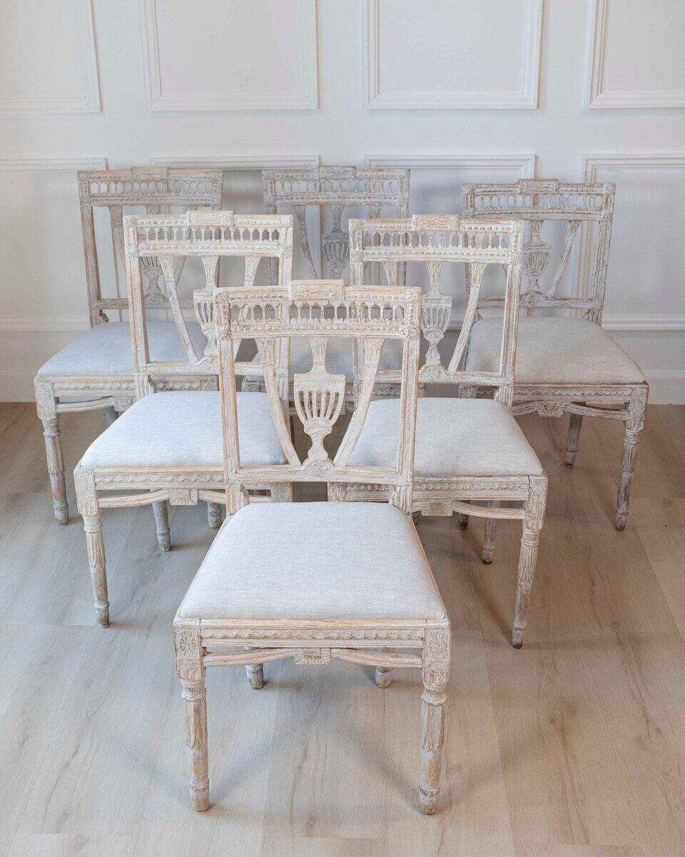 Swedish Early 19th Century Gustavian Dining Chairs, Set of six, c.1820 Priced Individually - JAA
