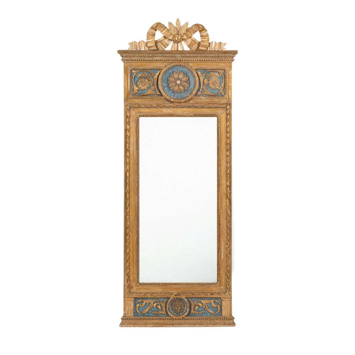 Beautiful Gustavian Stockholms work mirror, scraped down to original paint, circa 1800 - JAA