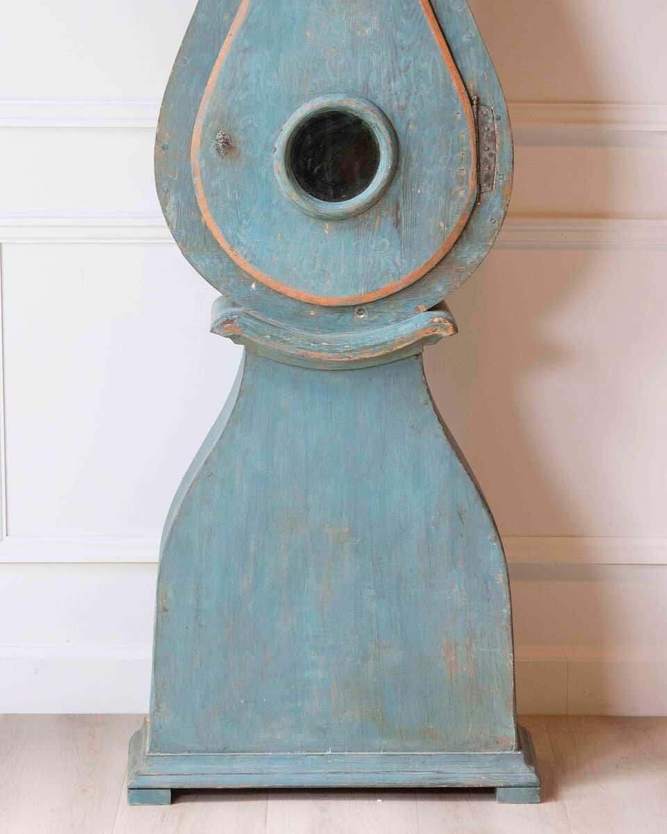 19th Century Swedish Mora Clock in Original Turquoise Paint - JAA