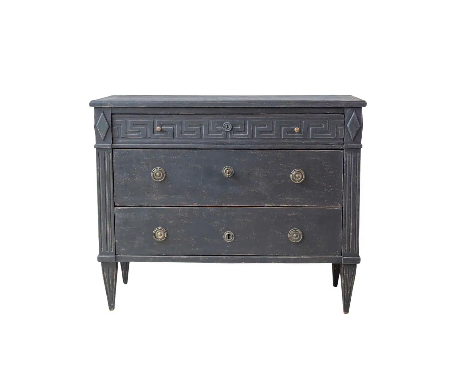 Swedish Gustavian-Inspired Chest of Drawers with Greek Key Frieze