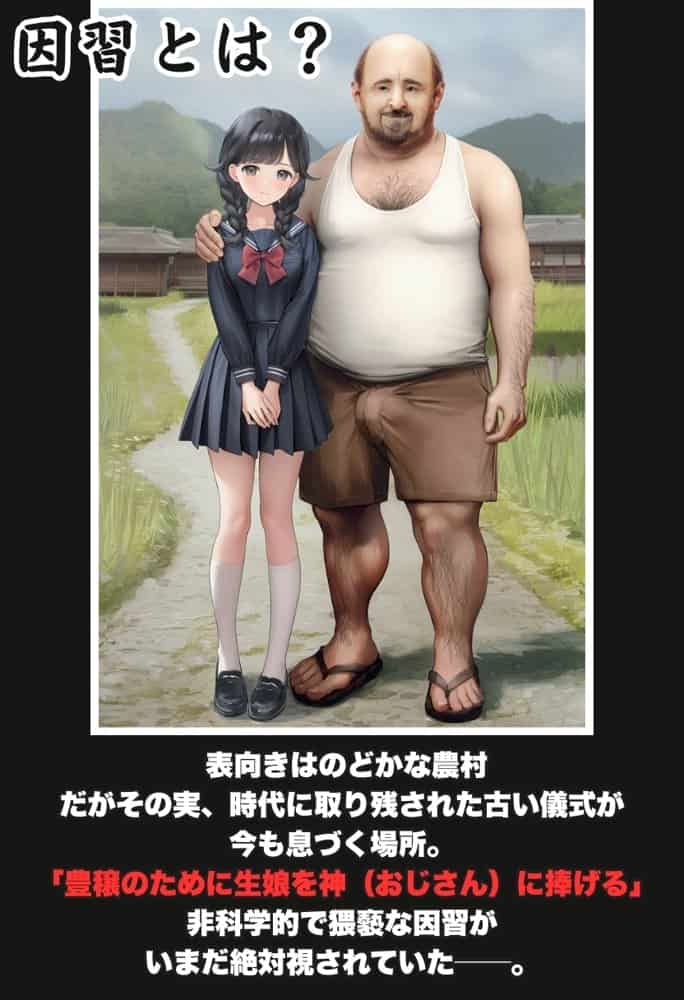 【因習村】村の飢饉を救うため差し出された僕の彼女、BMI40越えで性欲だけはいっちょまえの種付けおじさんに媚薬を飲まされ、おじさん特有のねちっこい前戯で全身べちょべちょに舐められたあげく、聖なる肉棒（チンカス付き）の掃除を実施！ その後はついに処女おまんこにゴールイン！入念かつ丹念にがん突きにされ、イキまくりんぐ！一晩中汗だくで連続絶頂アクメを決めさせられた話。 「穂乃香ぁ〜、オラの精、まるごと受け止めてくんろぉ〜〜！」