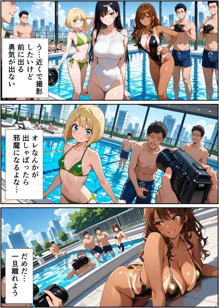 水着撮影会で1ファンの俺が元アイドル人妻たちに選ばれてしまった話