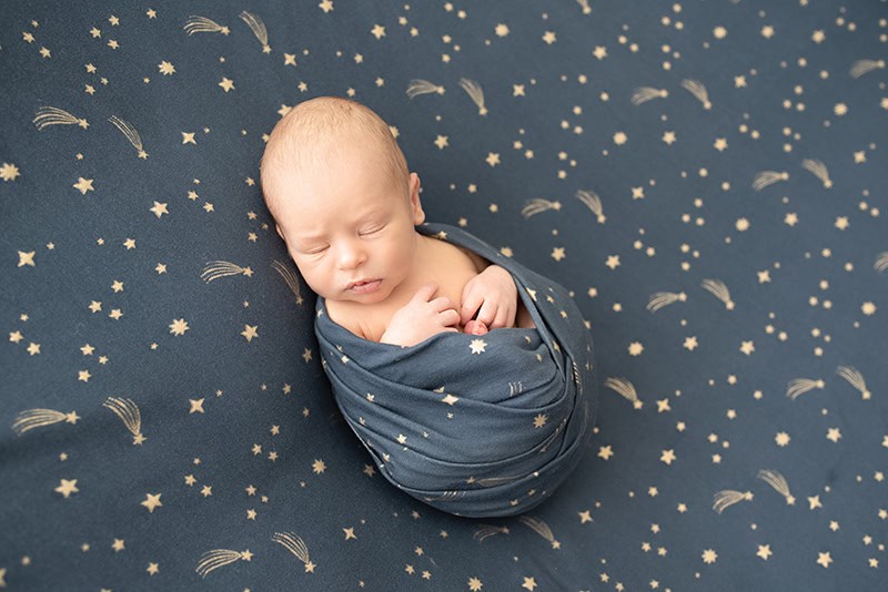 moon and stars swaddle newborn baby