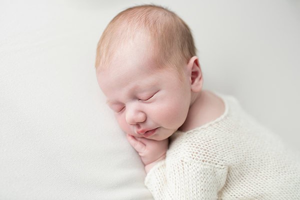 Closeup newborn hands portrait Frederick MD newborn photographer