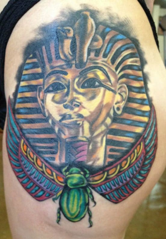 King tut portrait , color portrait , realistic king tut tattoo, realistic color tattoo , tattoo st Augustine , tattoo artist st Augustine ,