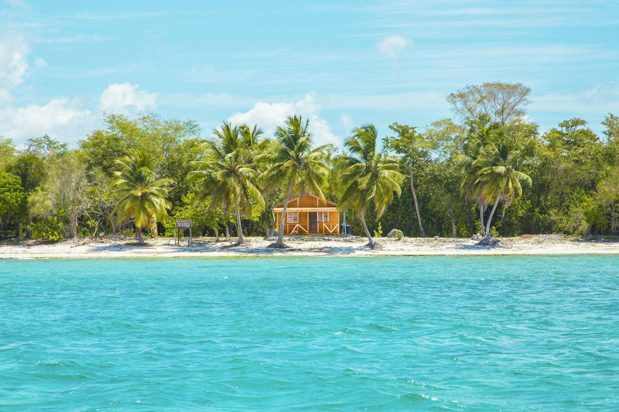 Photo of Wooden Cabin on Beach Near Coconut Trees