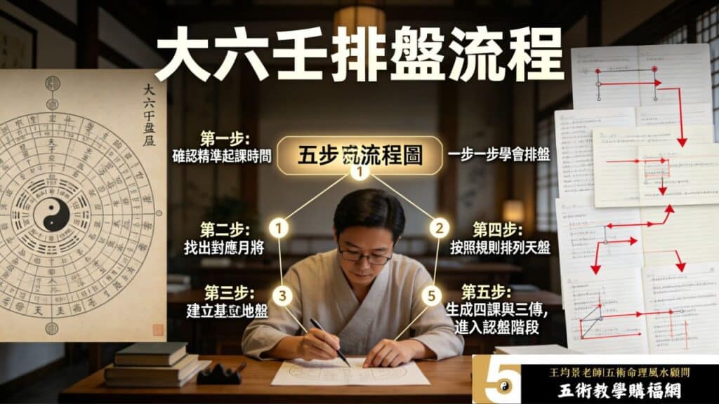 大六壬排盤流程教學圖，零基礎新手快速掌握五步驟完整解析