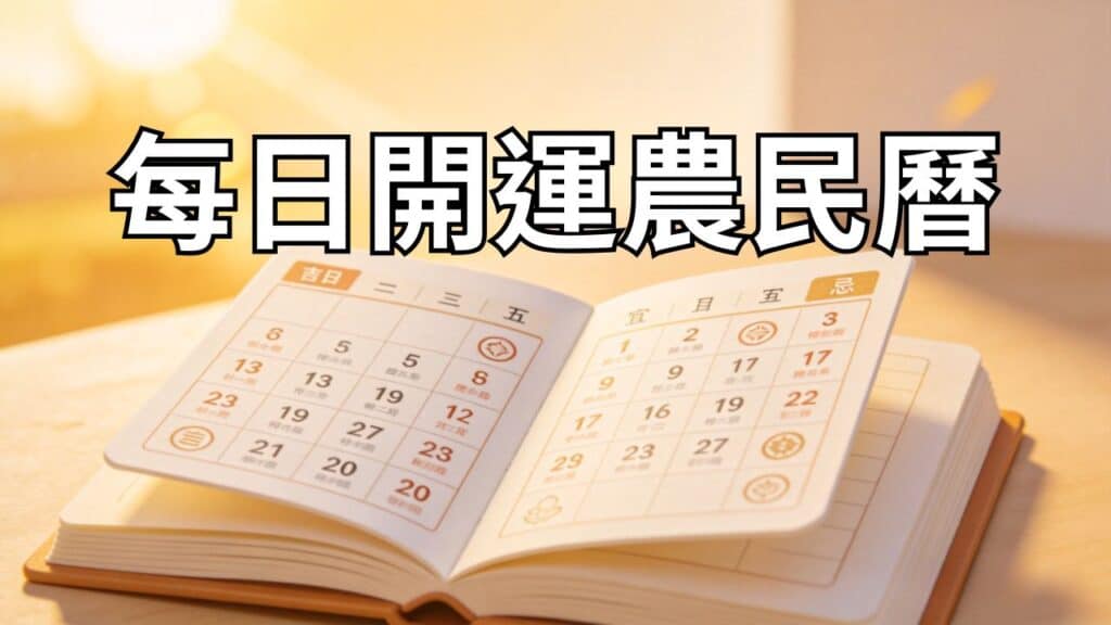 每日開運農民曆|今日宜忌、吉時與生肖運勢查詢