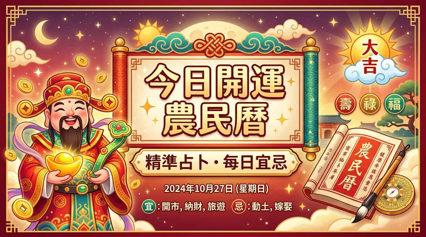 今天開運農民曆｜今日宜忌、吉時與生肖運勢查詢