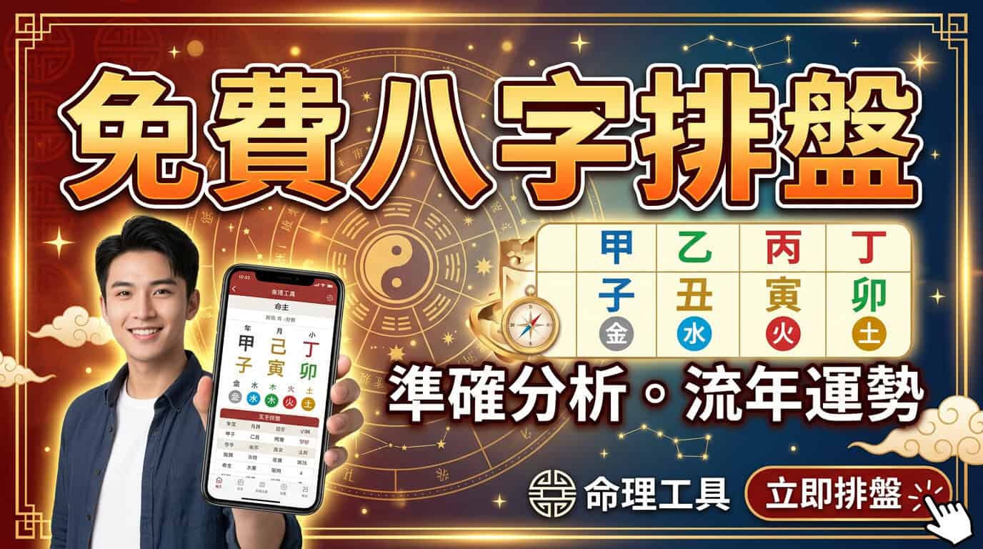 免費八字命理排盤，快速看懂命盤結構、命宮與十神基本資訊