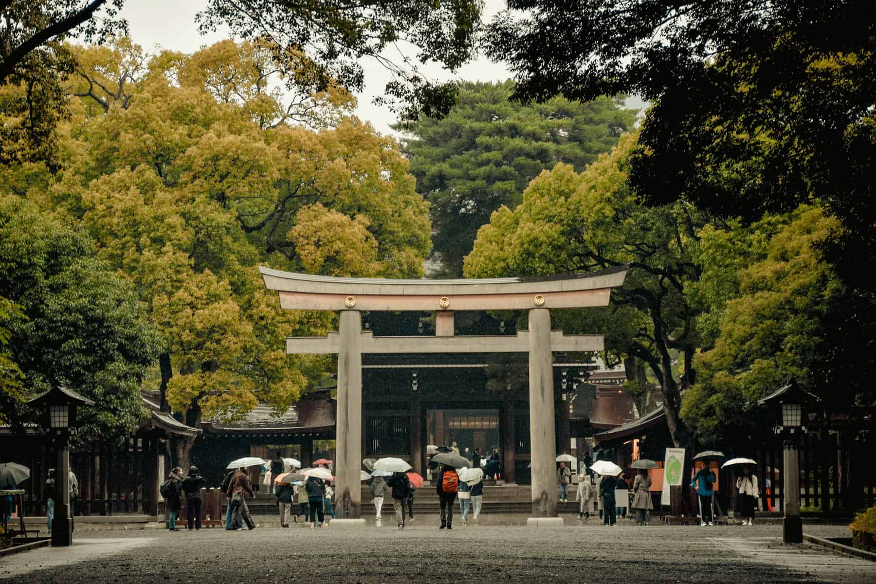 雨天中的日本寺院參拜，日本健康與病氣平癒祈願特色圖片