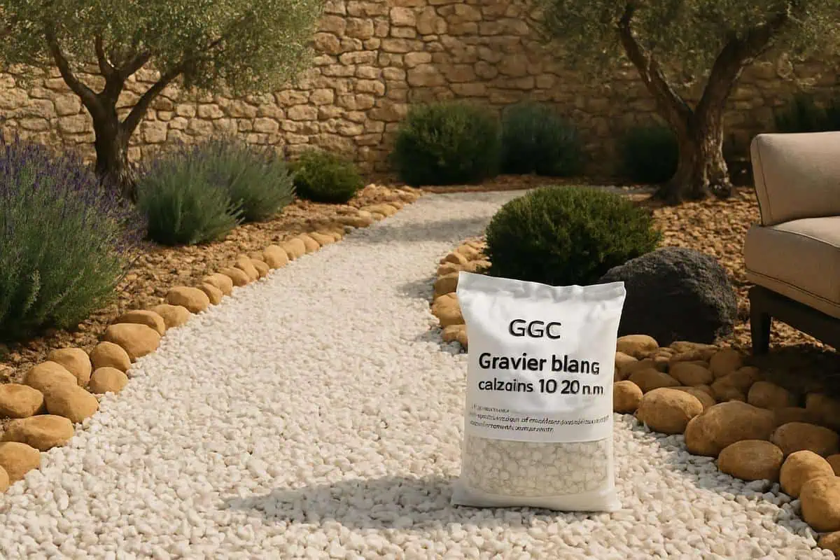 Gravier drainant calcaire blanc 10/20 mm pour jardin méditerranéen - graviers décoratifs terrasse