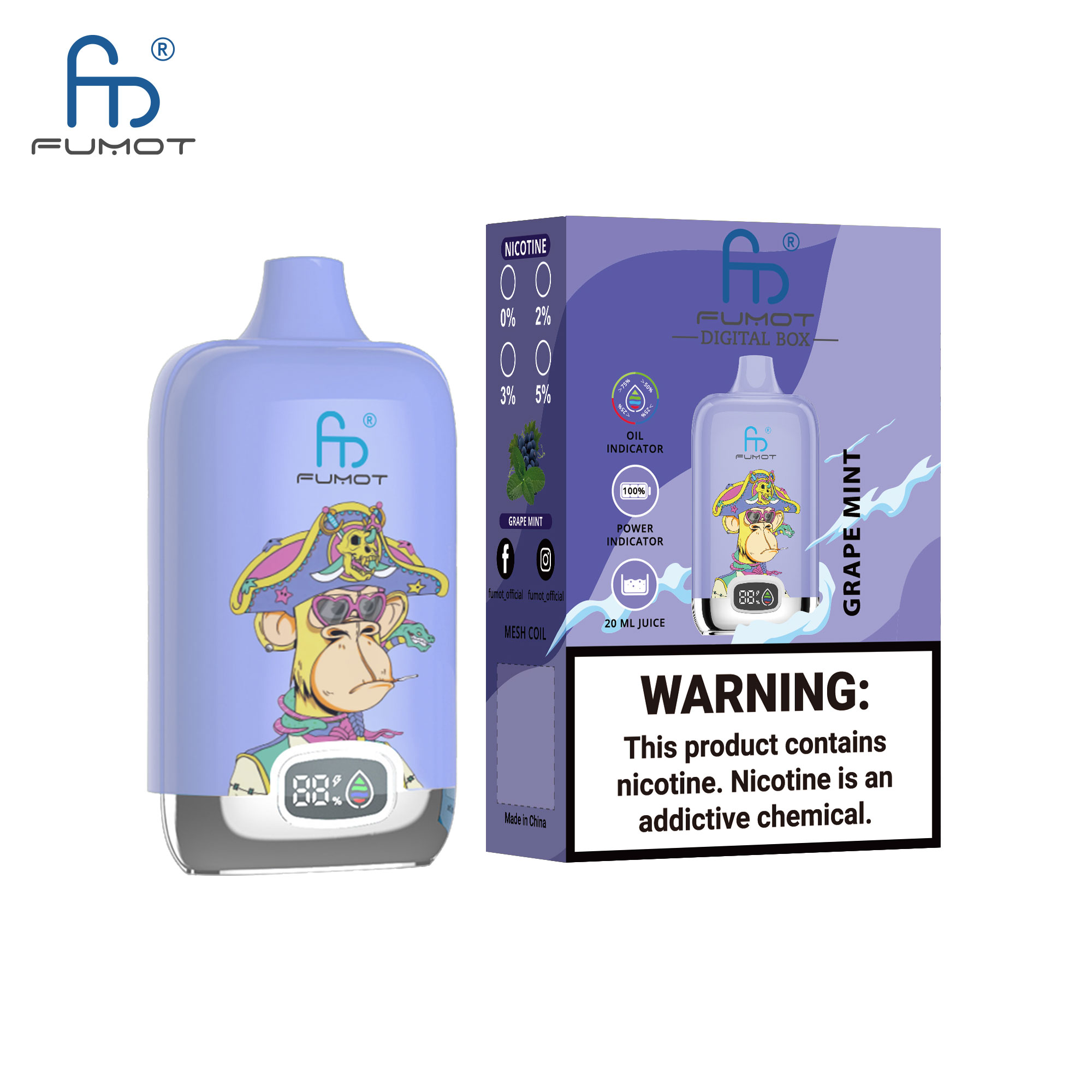 Fumot Digital Box 12000 Grape Mint – Bild 2