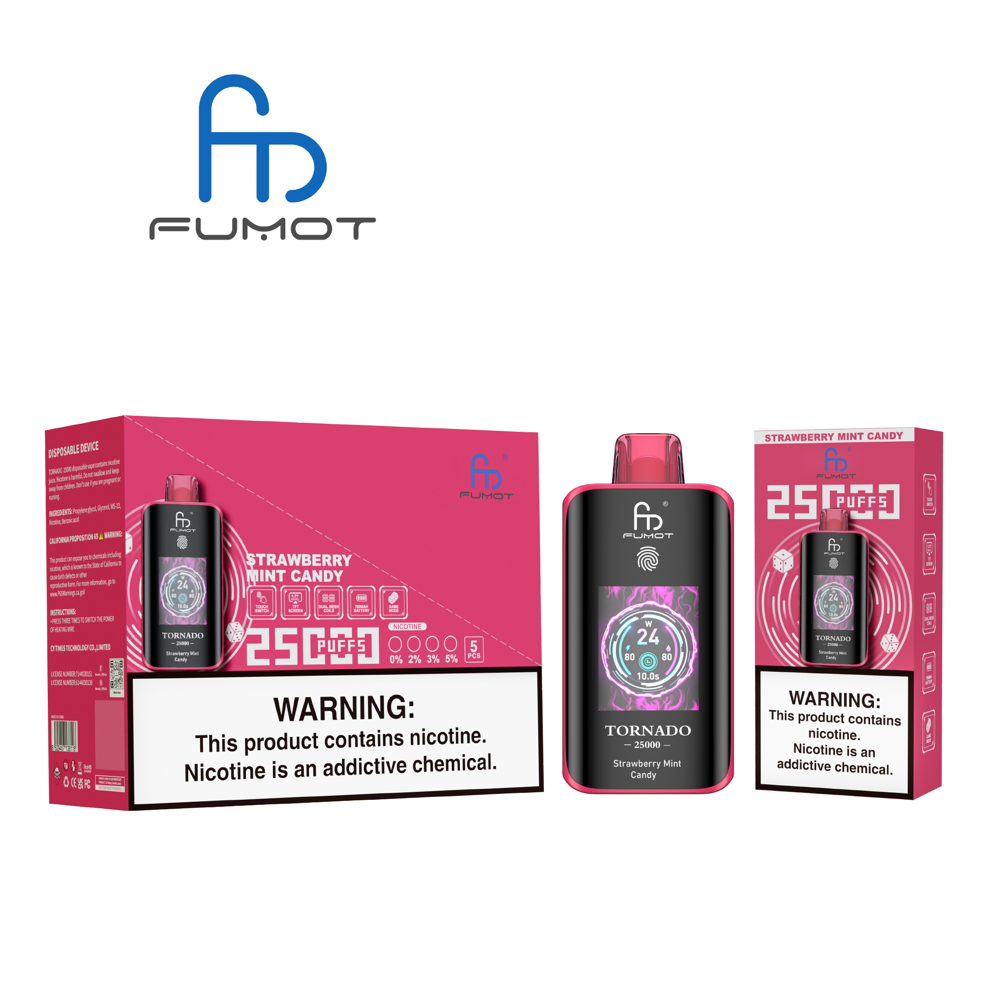 Fumot Tornado 25000 Strawberry Mint Candy – Bild 4