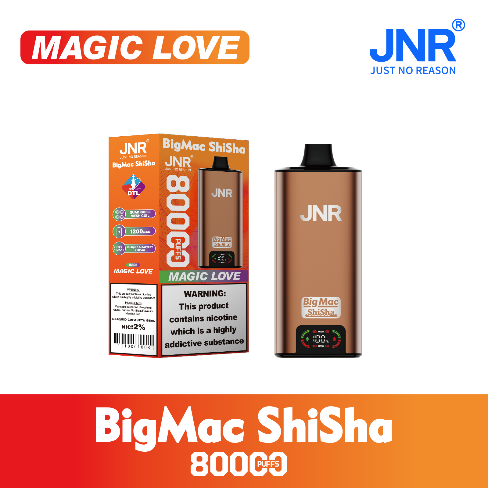 JNR Big Mac Shisha 80000 Magic Love