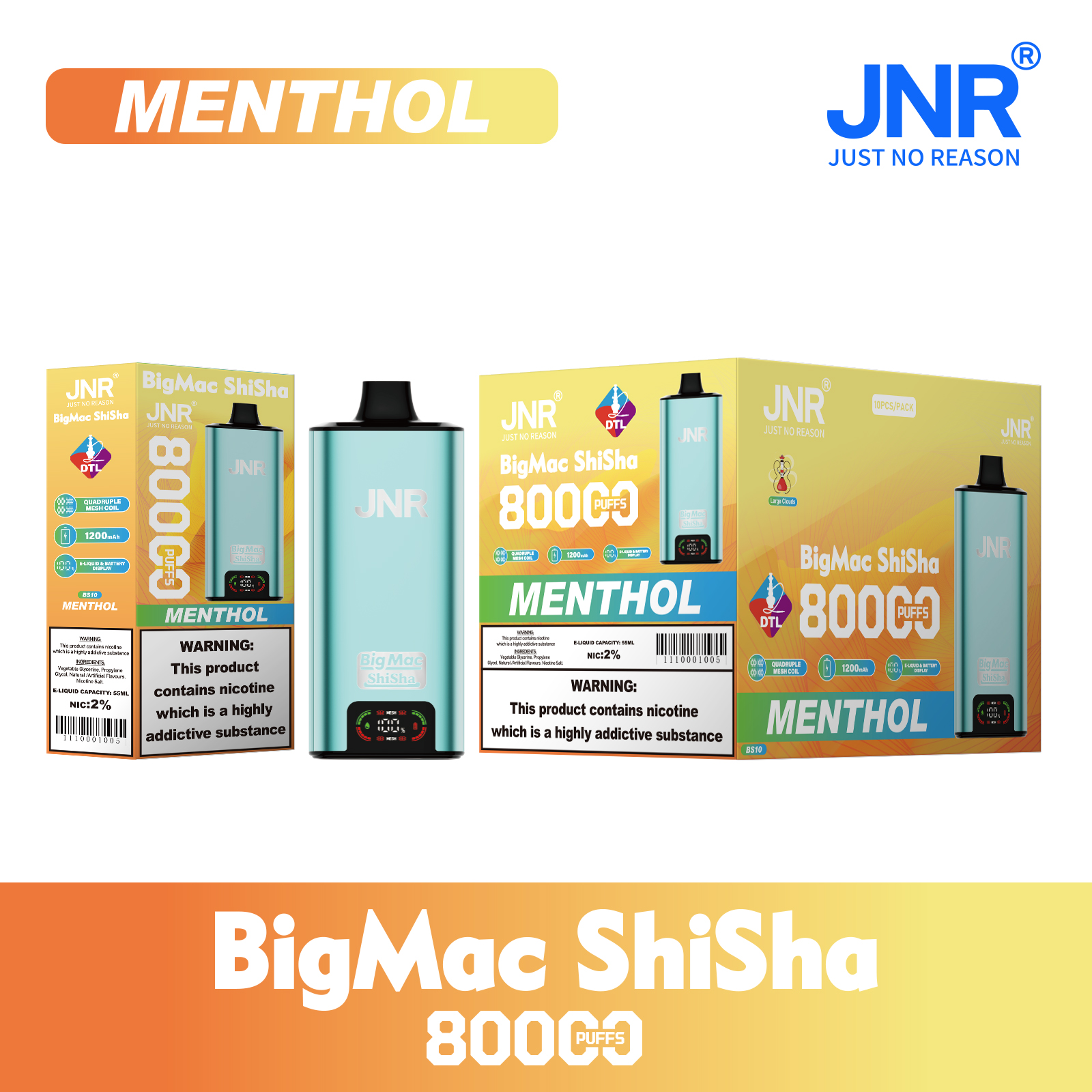 JNR Big Mac Shisha 80000 Menthol