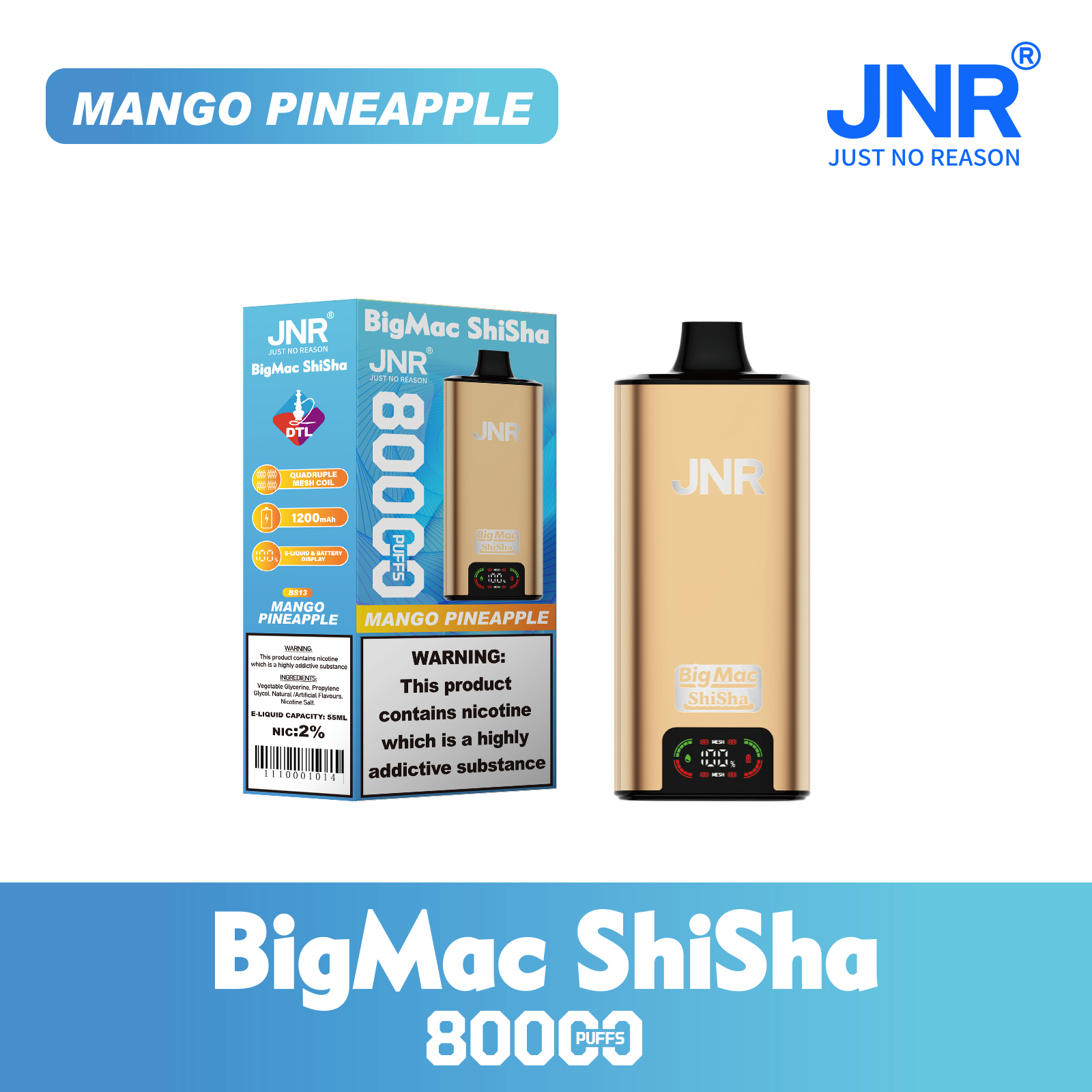 JNR Big Mac Shisha 80000 Mango Pineapple