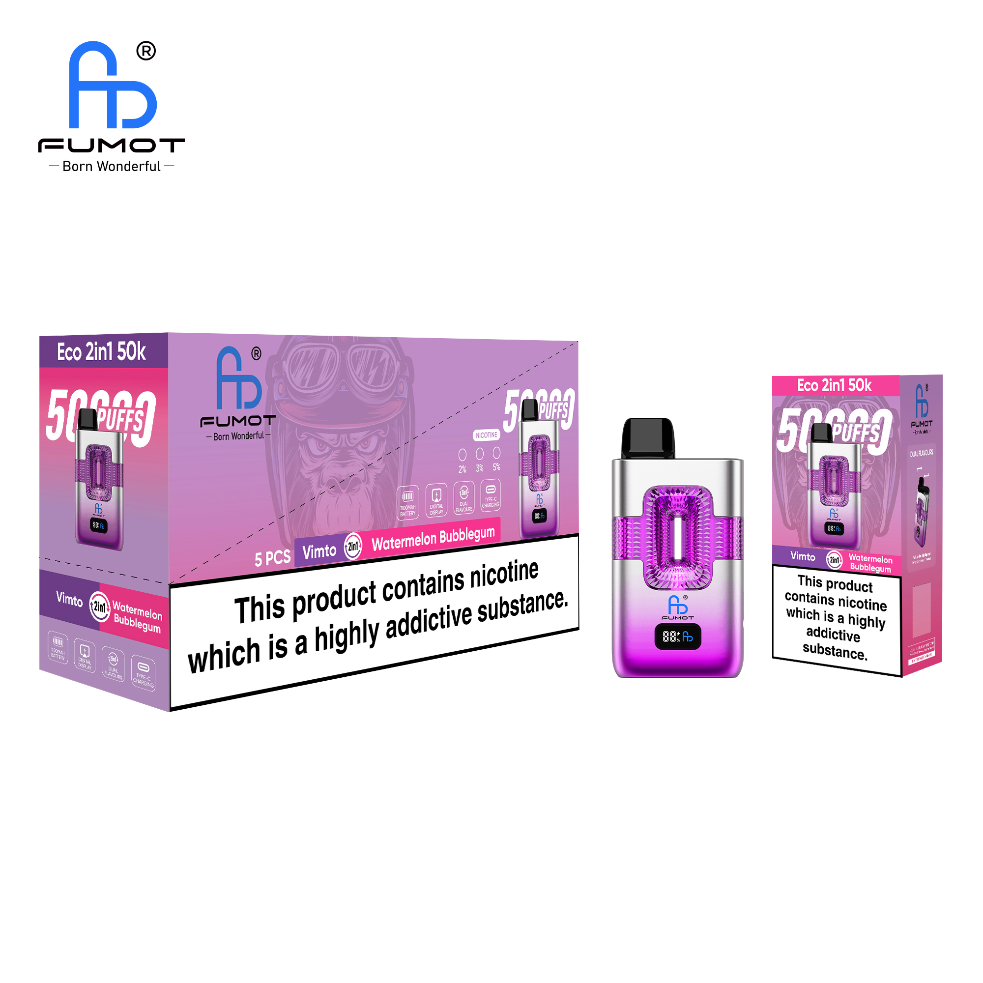 Fumot ECO 2in1 50K Vimto/Watermelon Bubblegum – Image 4