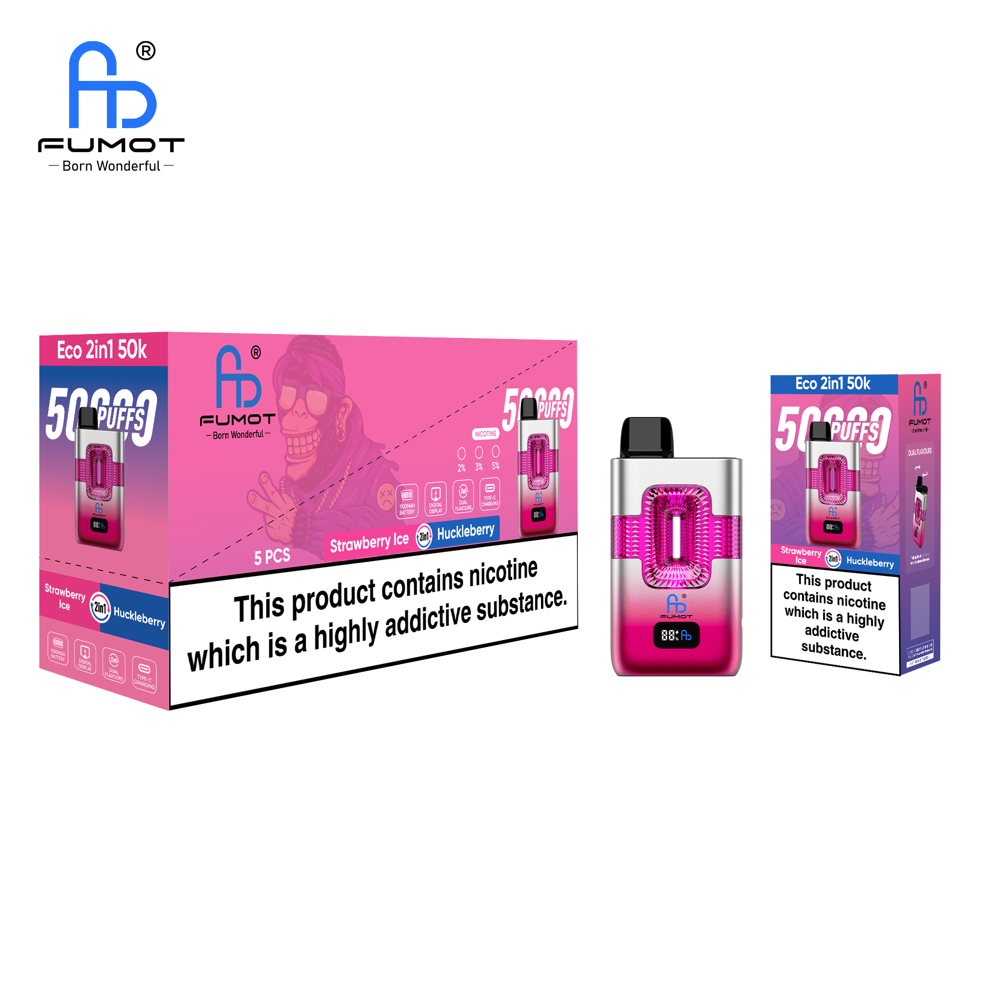 Fumot ECO 2in1 50K Strawberry Ice/Huckleberry – Image 4