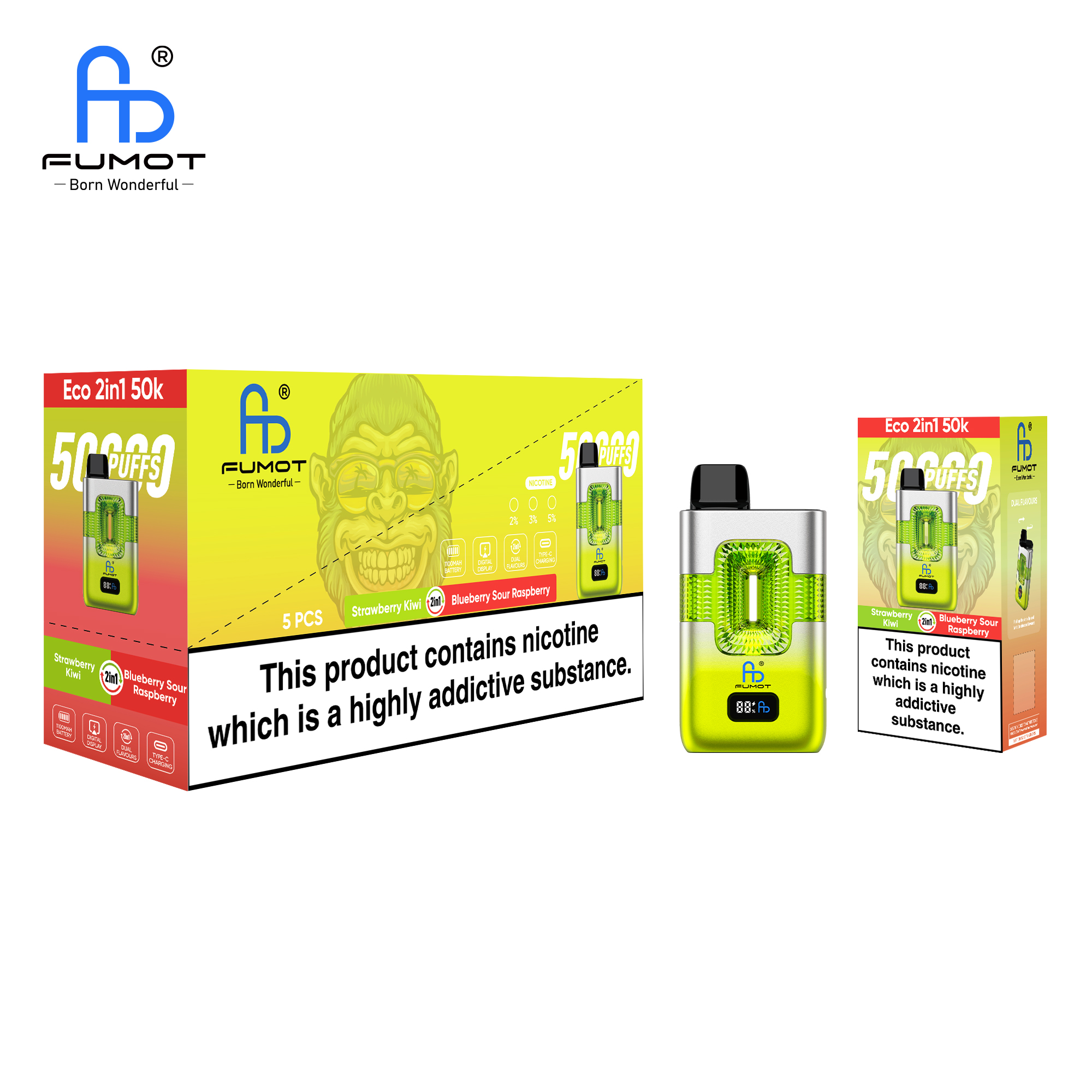 Fumot ECO 2in1 50K Strawberry Kiwi/Blueberry Sour Raspberry – Image 4