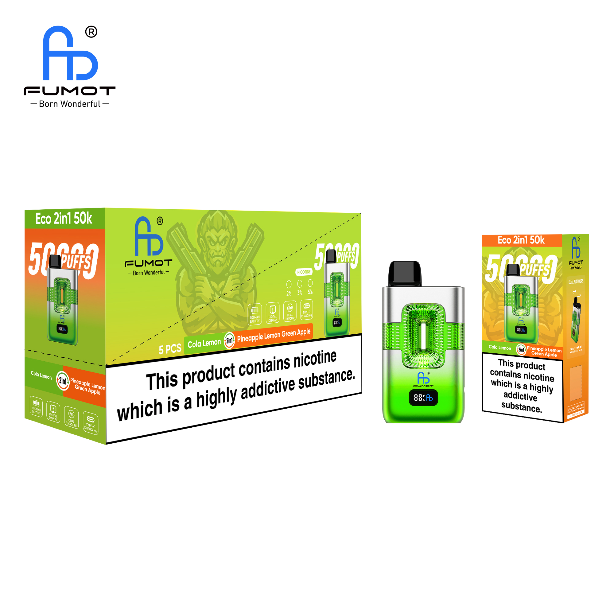 Fumot ECO 2in1 50K Cola Lemon/Pineapple Lemon Green Apple – Image 4
