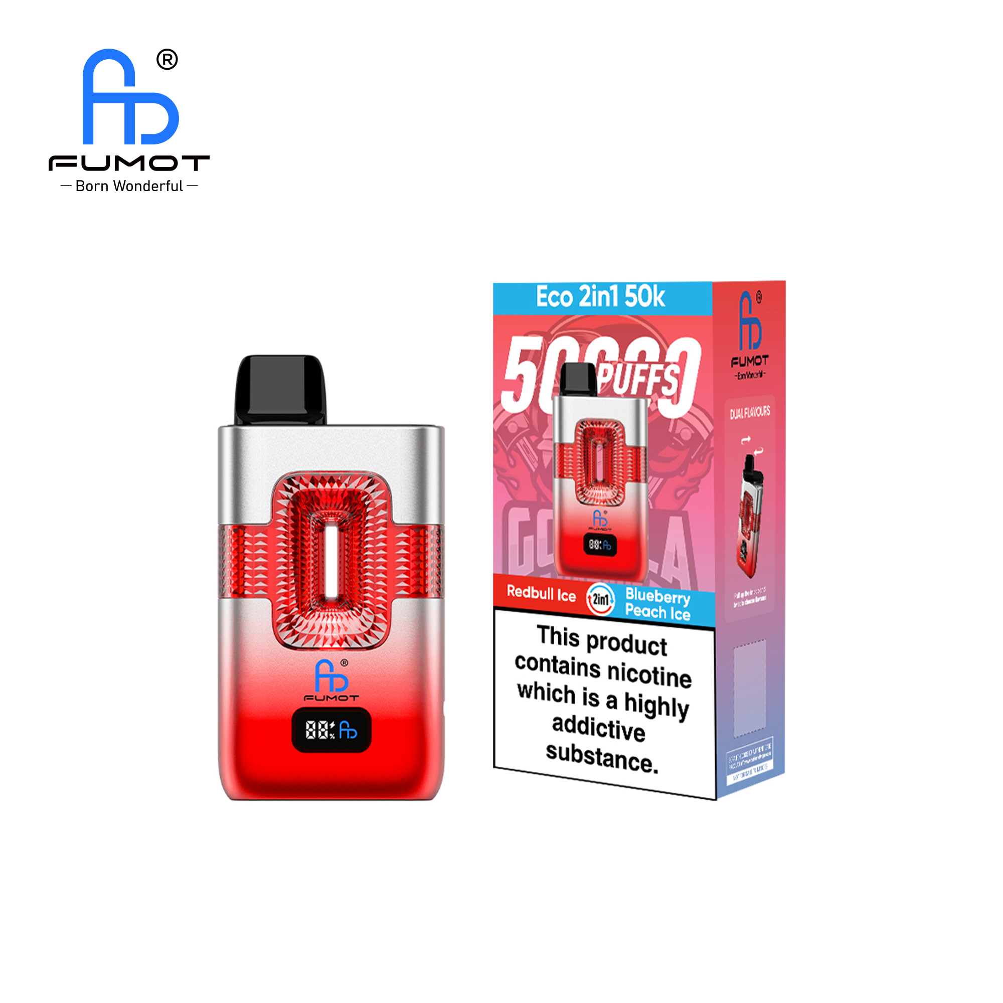 Fumot ECO 2in1 50K Redbull Ice/Blueberry Peach Ice – Image 3
