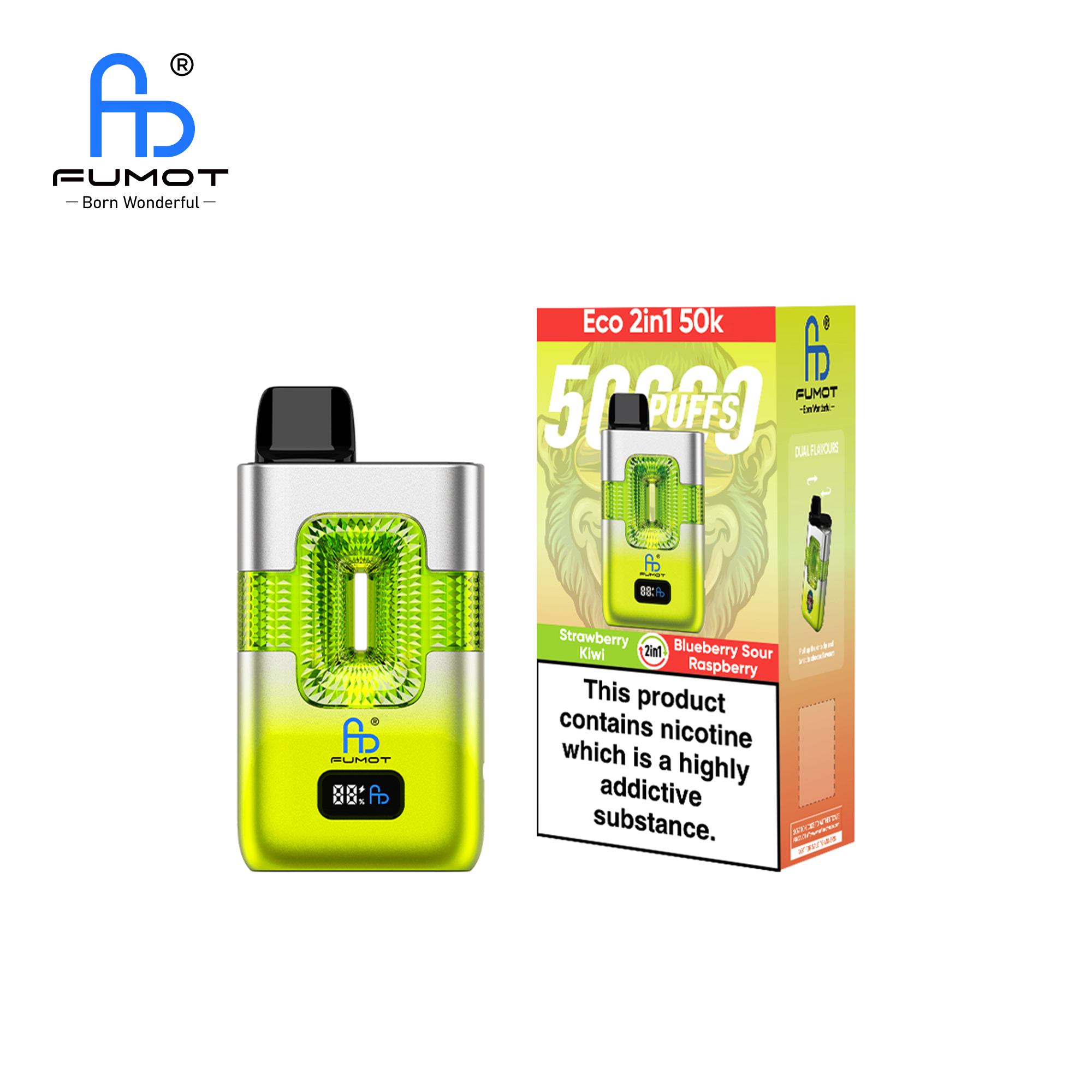 Fumot ECO 2in1 50K Strawberry Kiwi/Blueberry Sour Raspberry – Image 3