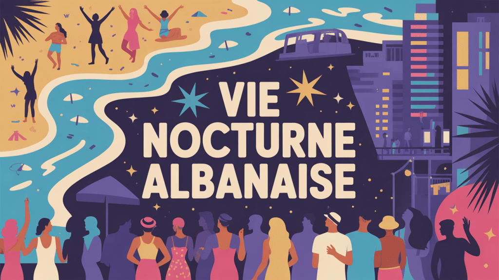Scène festive colorée vie nocturne Albanie