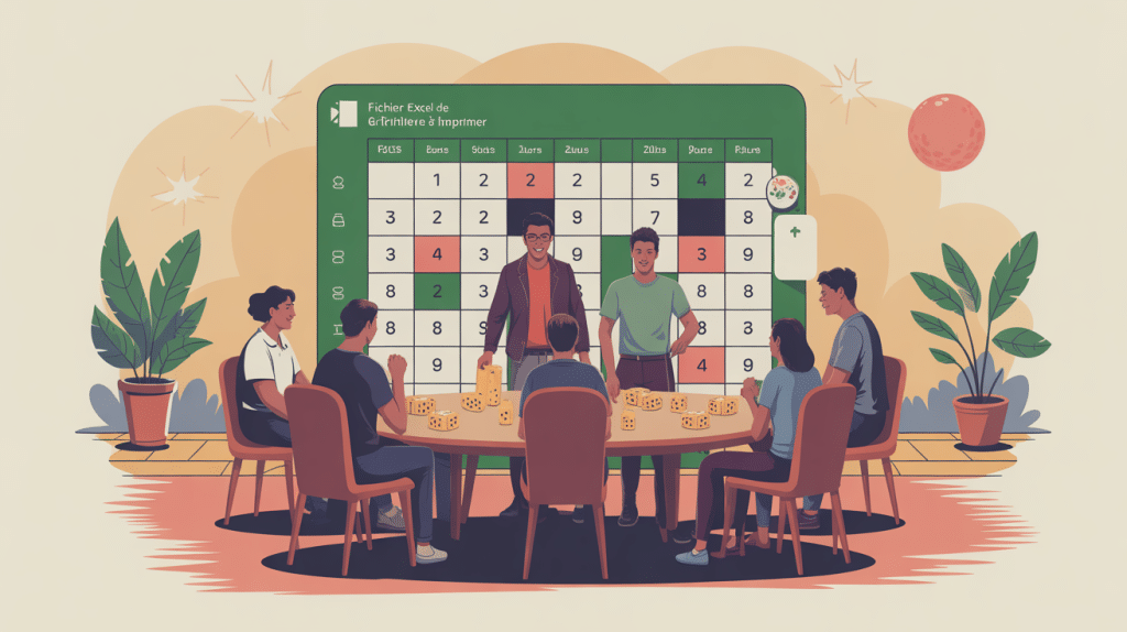 Fichier Excel grille Yams à imprimer Excel en illustration moderne