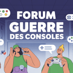 Illustration forum guerre des consoles avatars PlayStation Xbox Nintendo PC