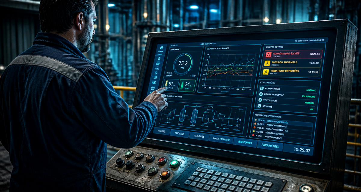 Operator using human-machine interfaces in modern control room