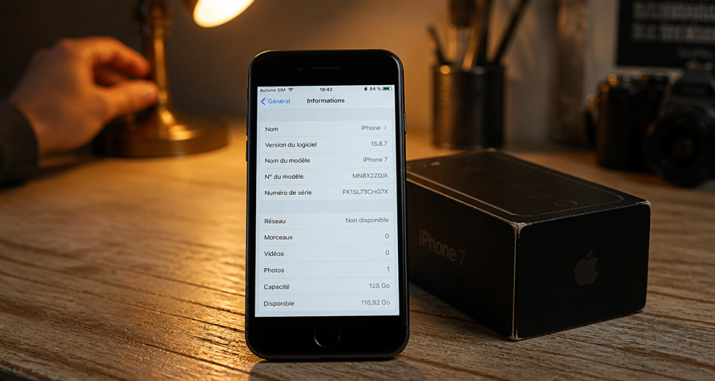 iPhone 7 iOS 15.8.7 sur table