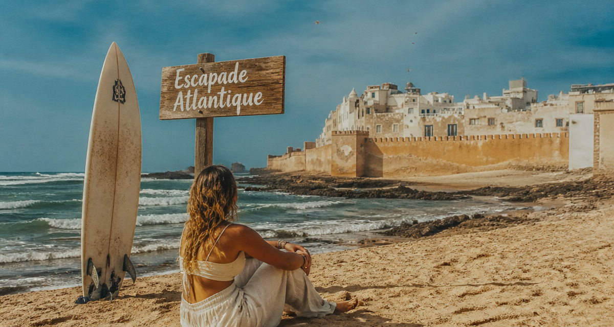 marrakech plage jeune femme surf Essaouira