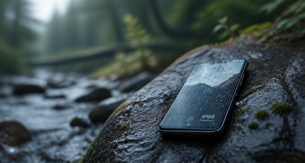 smartphones with ip68 sur rocher humide
