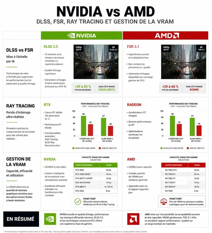 Comparatif technique des cartes graphiques AMD vs NVIDIA : technologies, performances et usages