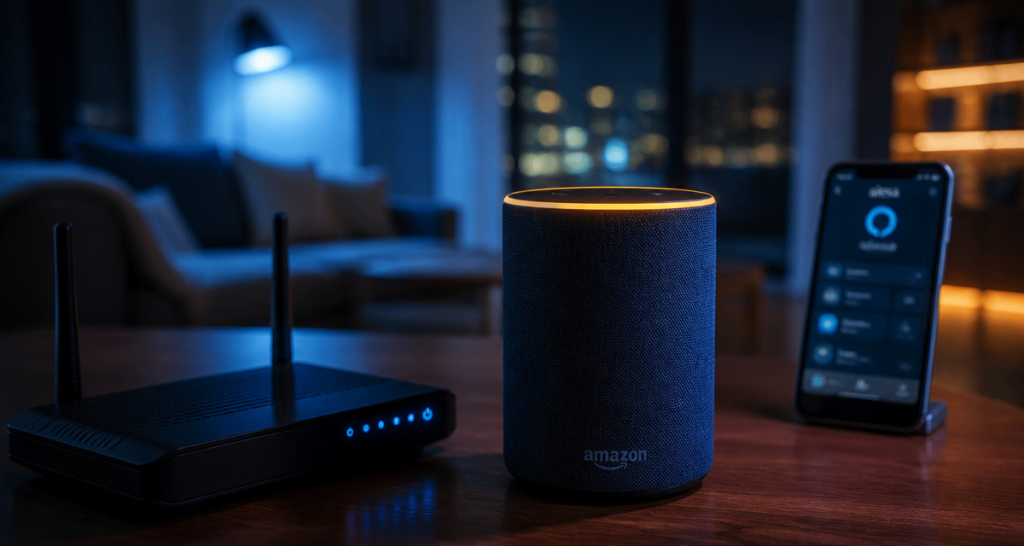 je n'arrive pas a connecter alexa au wifi, enceinte et routeur