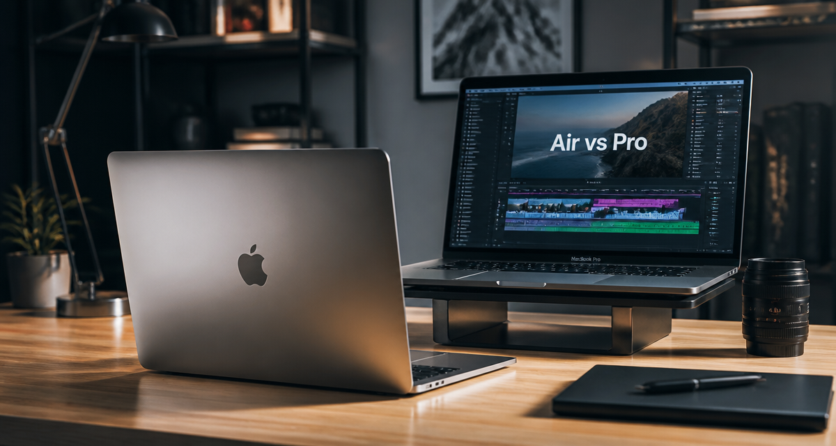 macbook air vs macbook pro sur bureau moderne