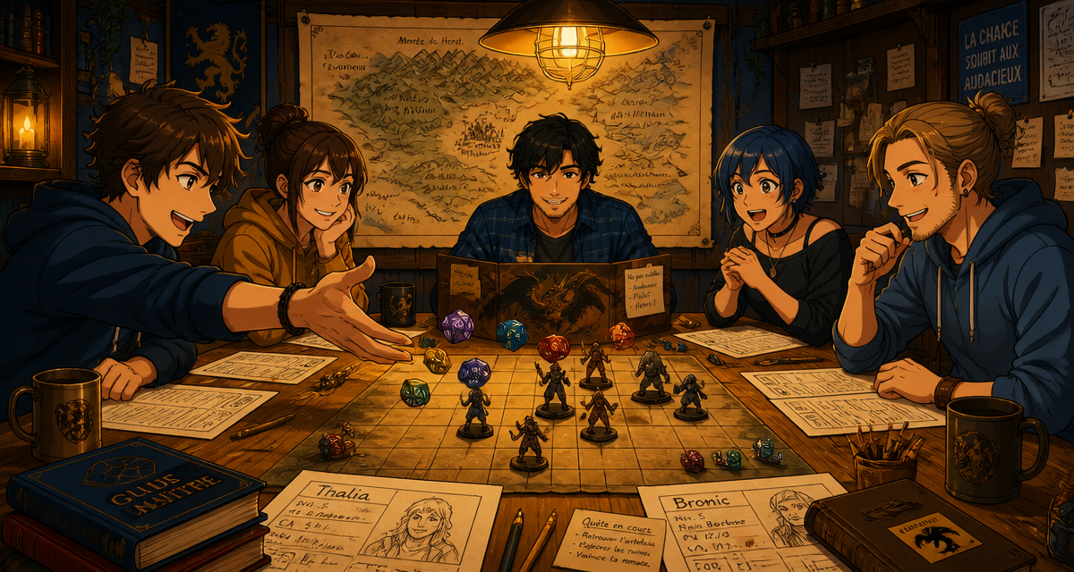 groupe joue rpg d&d autour table