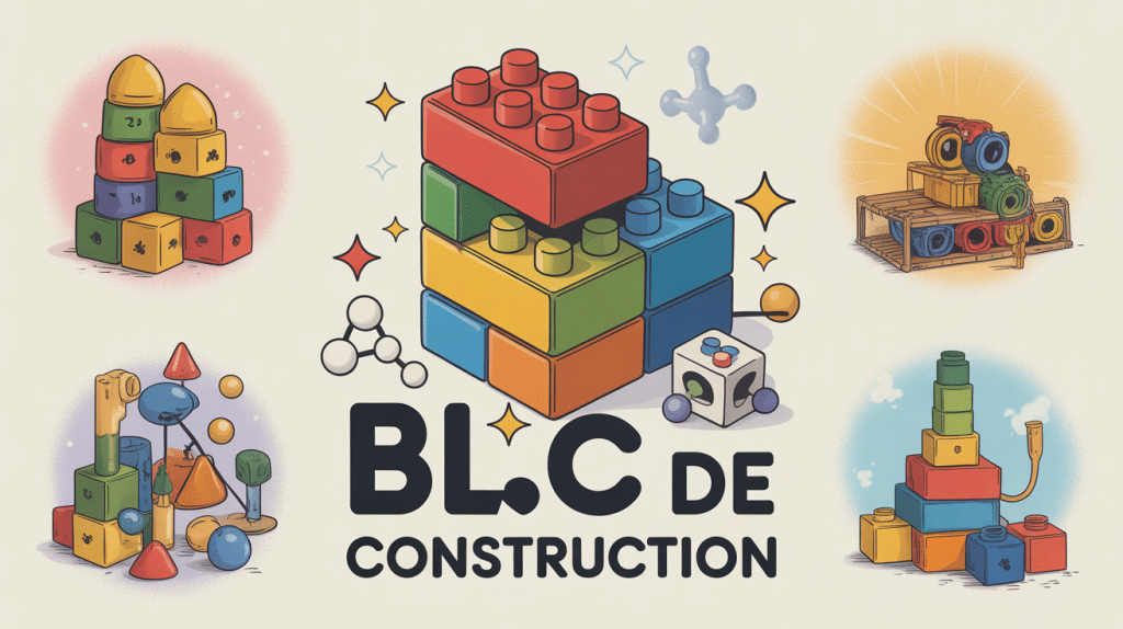 illustration bloc de construction jouet matériau molécule
