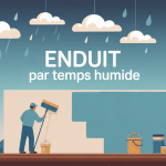 Illustration mur enduit par temps humide sous ciel nuageux