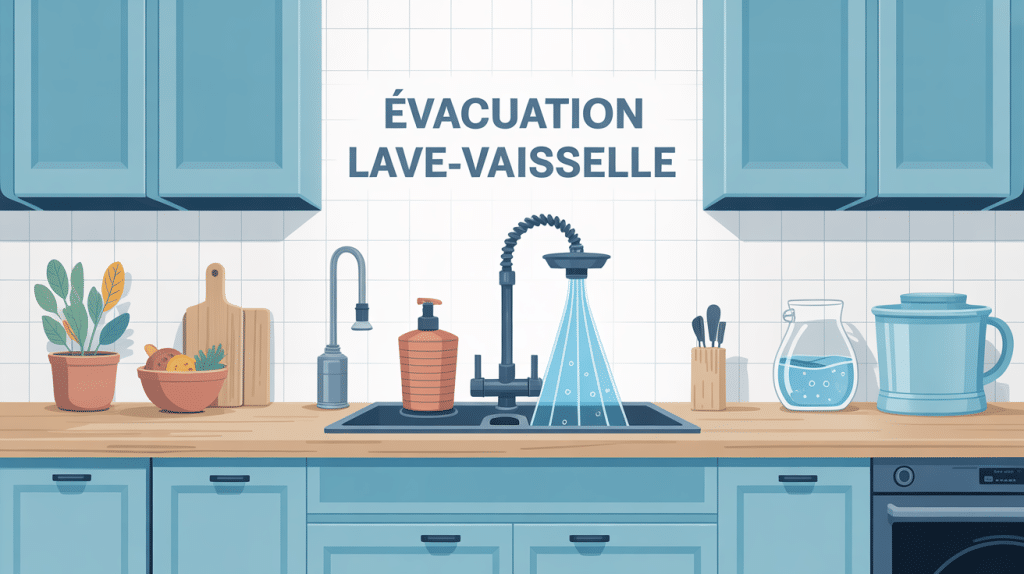 illustration évacuation lave vaisselle cuisine moderne