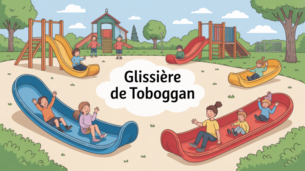 glissiere toboggan en aire de jeux avec enfants