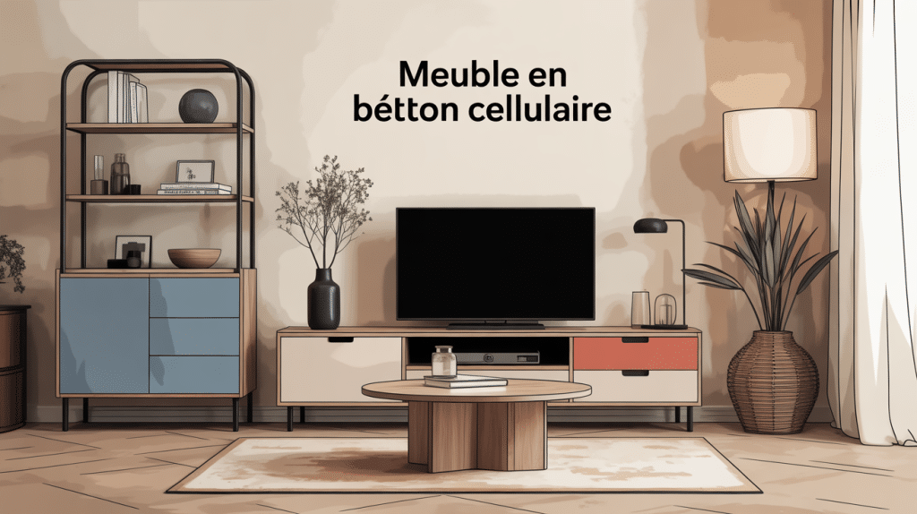 meuble en beton cellulaire moderne dans un interieur design